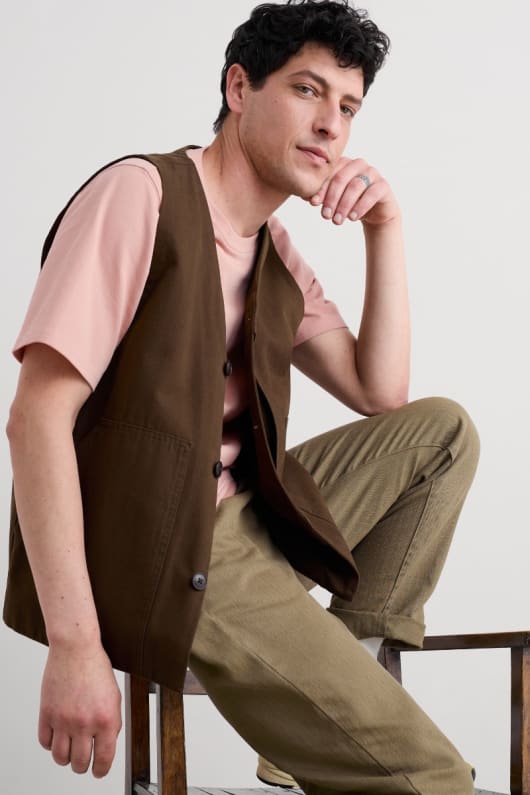 de los hombres de algodón orgánico metros chaleco