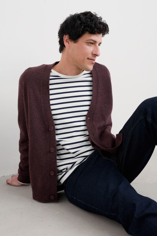 los hombres cleer mezcla de lana de cordero cardigan