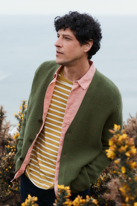 los hombres de scott muelle de waffle knit cardigan