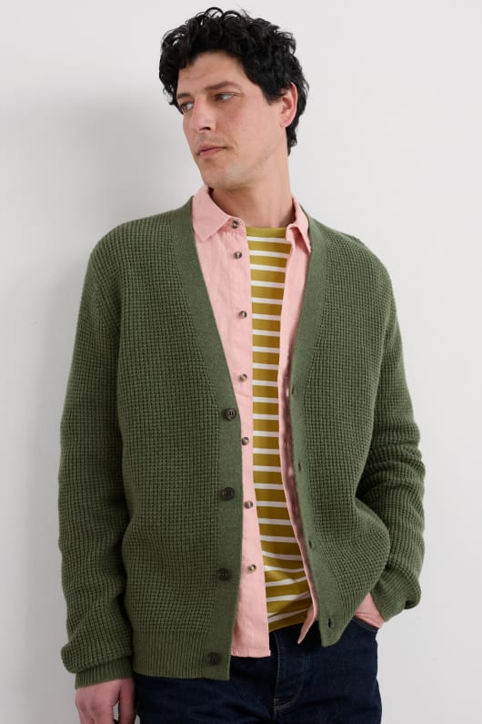 los hombres de scott muelle de waffle knit cardigan