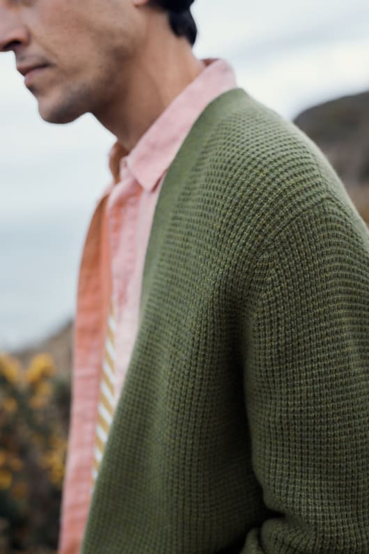 los hombres de scott muelle de waffle knit cardigan