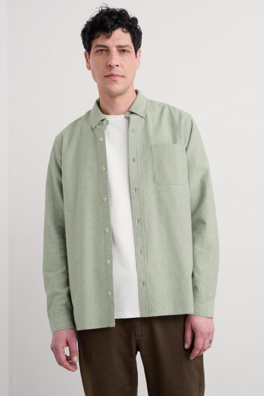 los hombres jenken de algodón orgánico camisa oxford
