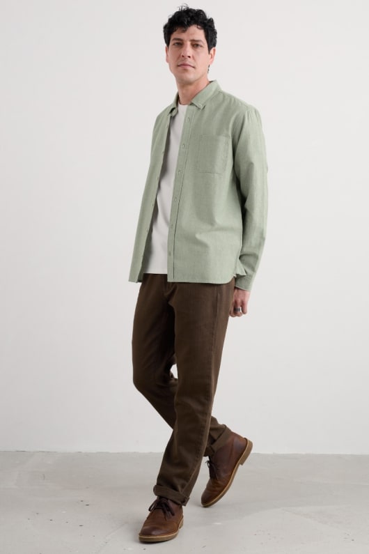 los hombres jenken de algodón orgánico camisa oxford