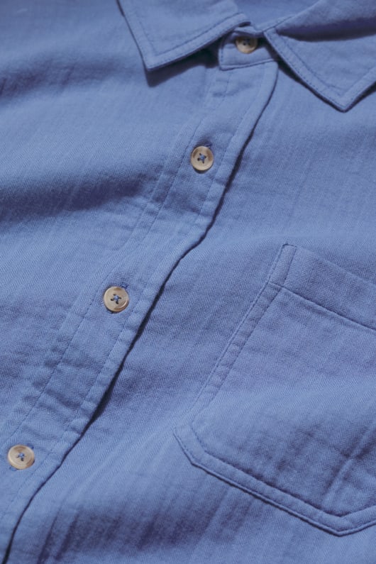los hombres hervidor doble gasa de la camisa en gots-algodón orgánico certificado