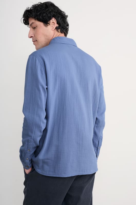 los hombres hervidor doble gasa de la camisa en gots-algodón orgánico certificado