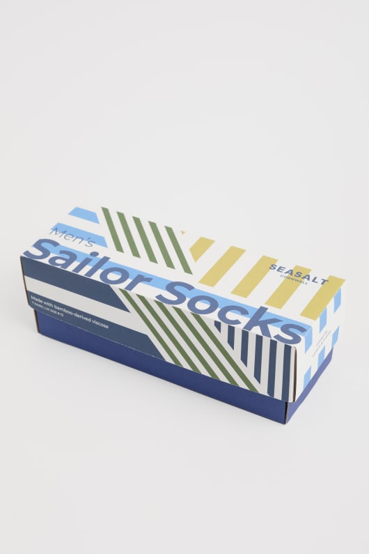 caja de regalo de 7 hombres de rayas marinero calcetines