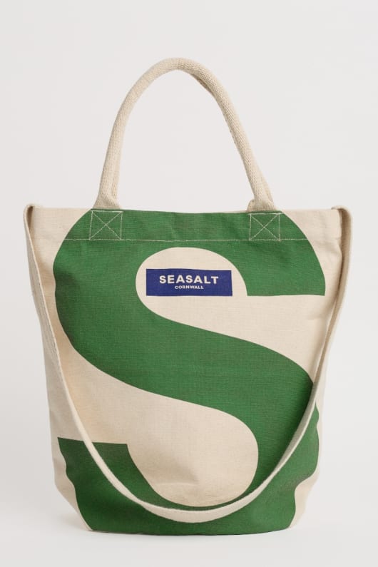 lona verde seasalt logotipo de la bolsa de asas