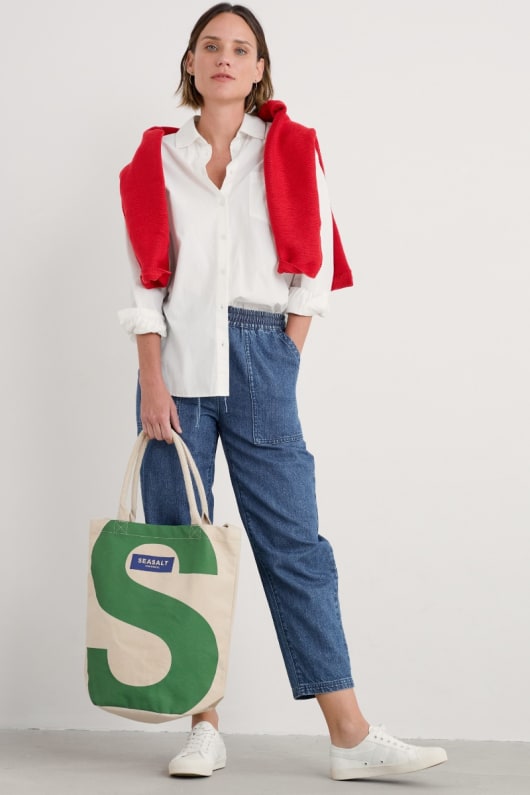 lona verde seasalt logotipo de la bolsa de asas