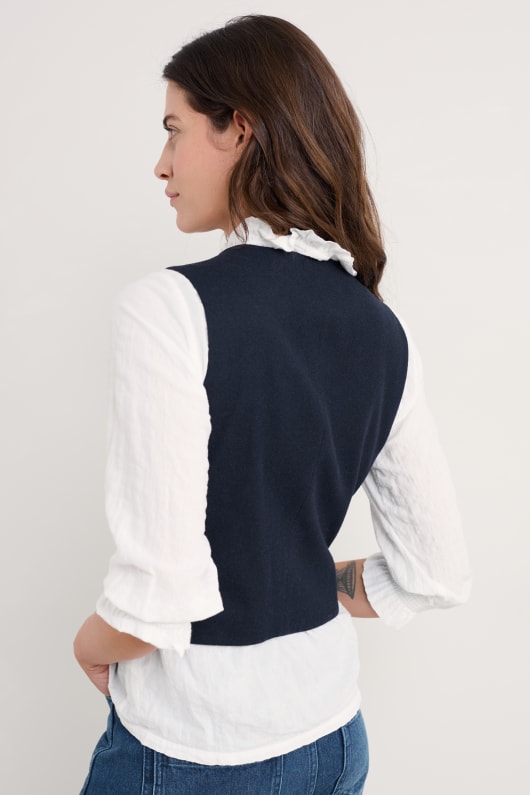 lowena v-cuello de lana con mezcla de chaleco