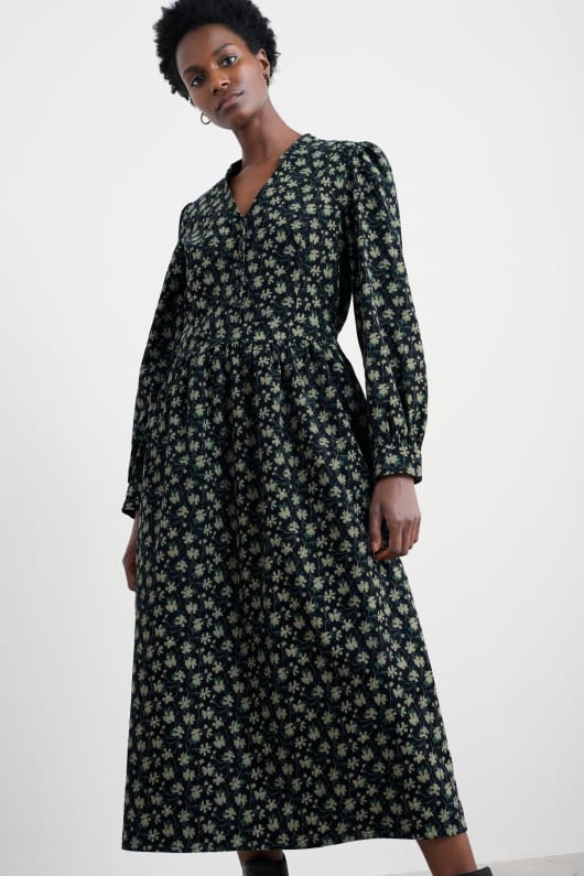 rose cottage impreso cordón vestido midi