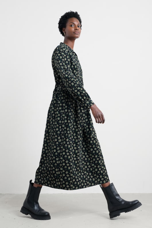 rose cottage impreso cordón vestido midi