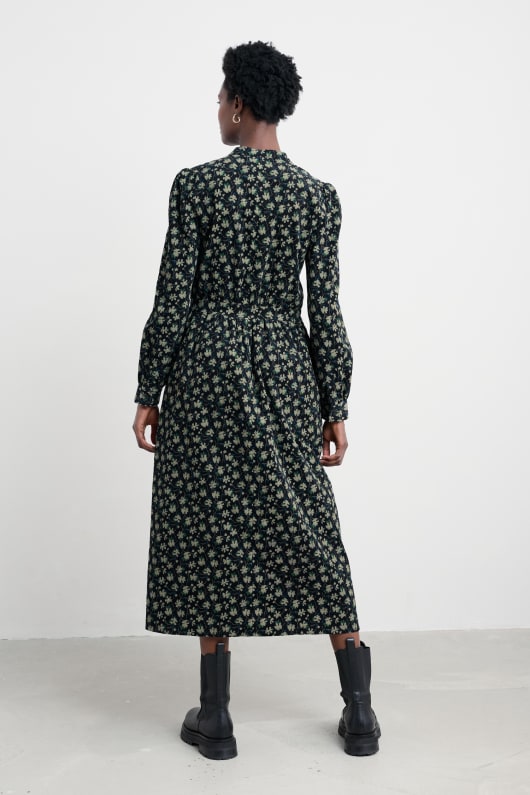 rose cottage impreso cordón vestido midi