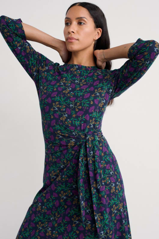 desbarbado midi de longitud vestido de jersey