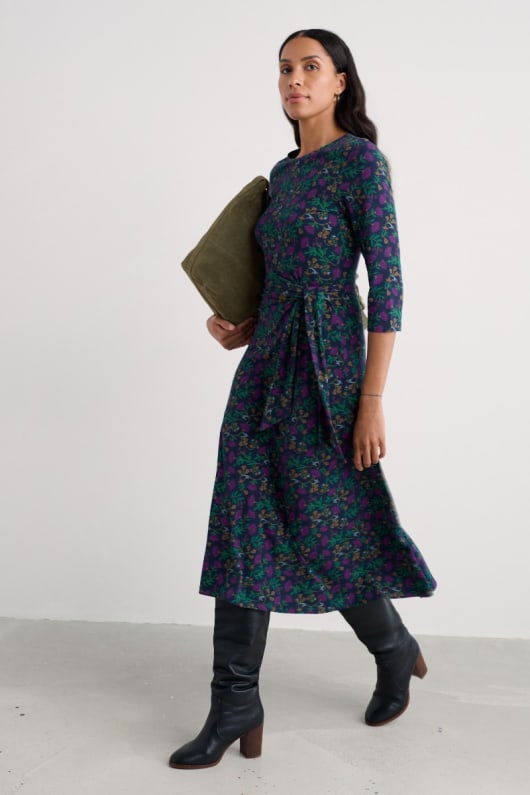 desbarbado midi de longitud vestido de jersey