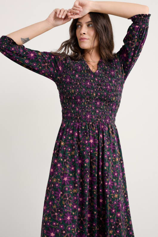 sonido del mar jersey de cuello en v vestido midi
