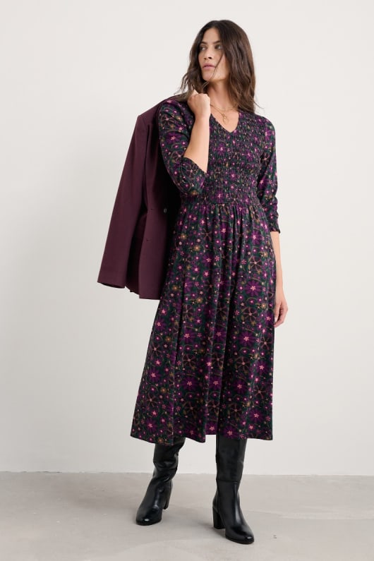 sonido del mar jersey de cuello en v vestido midi