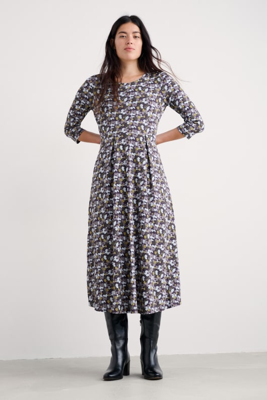 verónica vestido midi en gots-algodón orgánico certificado jersey