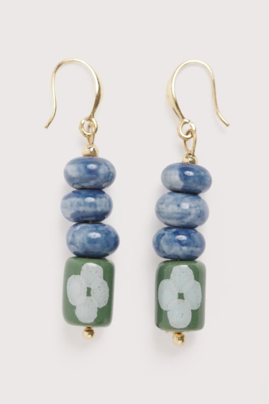 posies de cerámica de la perla pendientes de la gota