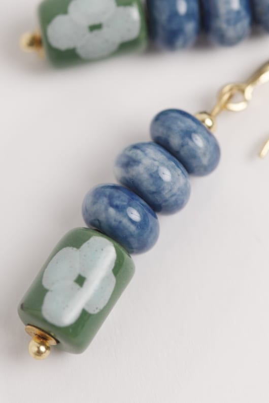 posies de cerámica de la perla pendientes de la gota