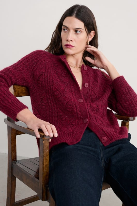 arena de cardo mohair-mezcla cardigan
