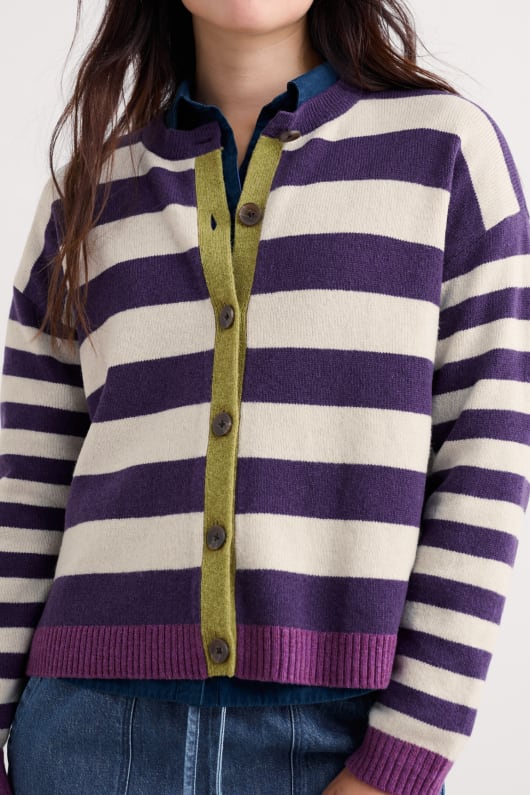 pinwell cardigan de rayas hechas con lana de oveja