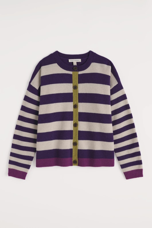 pinwell cardigan de rayas hechas con lana de oveja