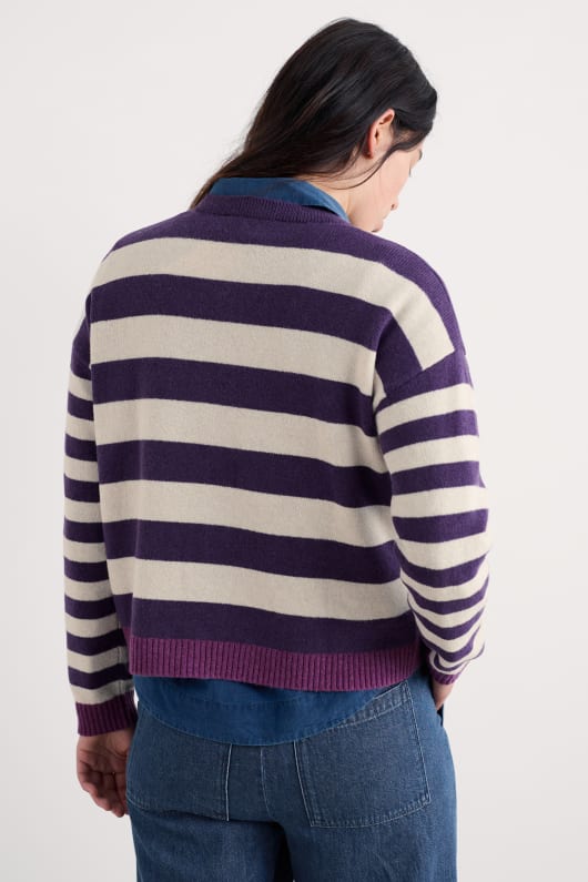 pinwell cardigan de rayas hechas con lana de oveja