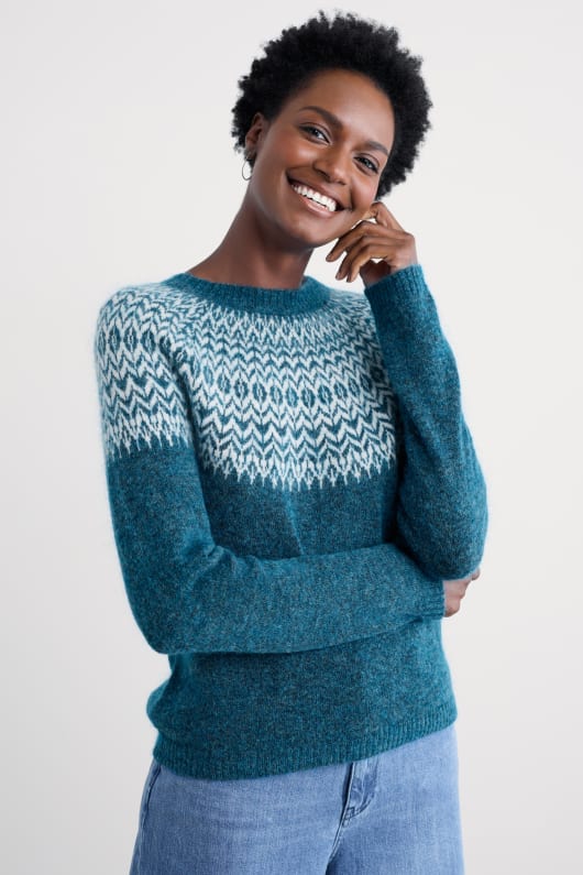 abeto de escarcha mohair-mezcla de fair isle puente