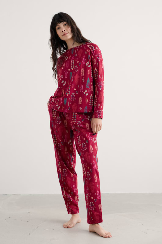 puesta de sol pijamas en gots-algodón orgánico certificado jersey