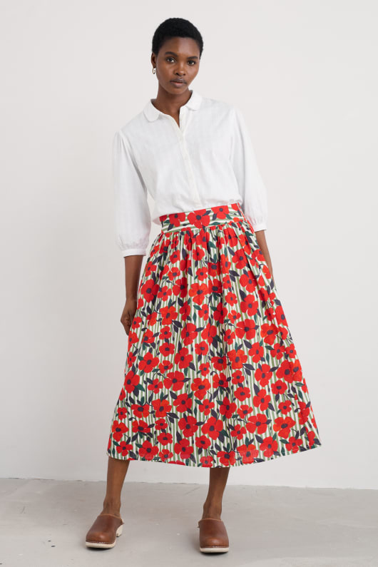 mevagissey falda midi en algodón orgánico