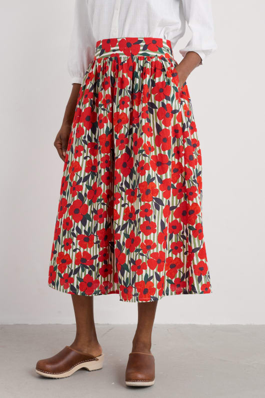 mevagissey falda midi en algodón orgánico