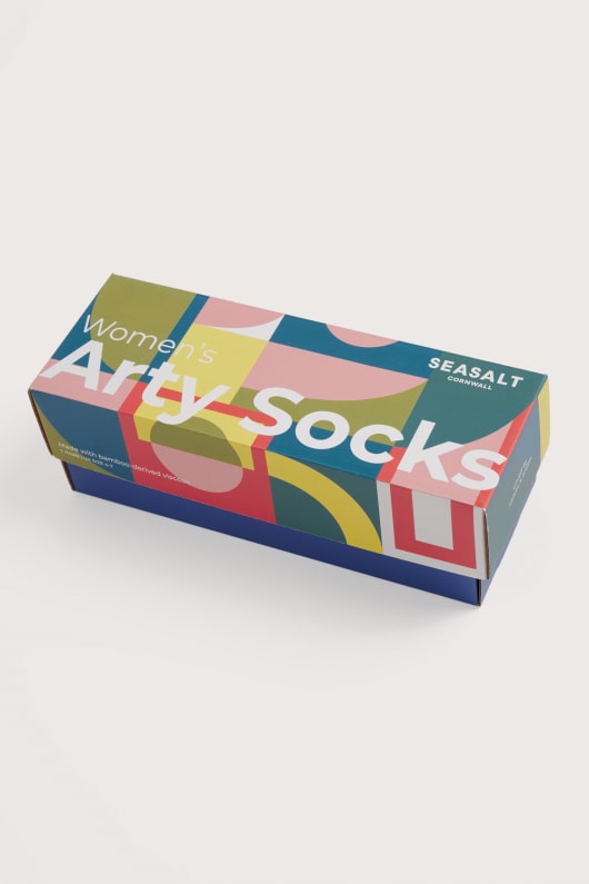 caja de regalo de 7 de mujeres arty calcetines llanura