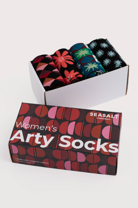 caja de regalo de 4 mujeres arty geométricas calcetines