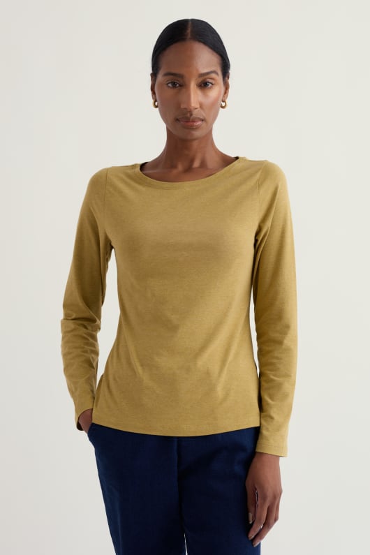 caballete camiseta de manga larga en gots-algodón orgánico certificado jersey