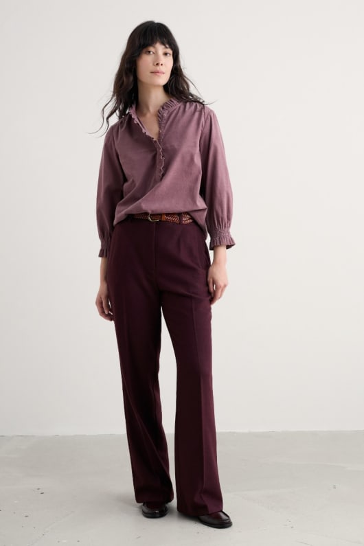 lowena de lana con mezcla de pierna recta pantalones de traje