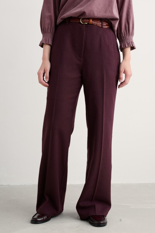 lowena de lana con mezcla de pierna recta pantalones de traje